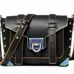NWT Michael Kors Manhattan Leather Black/Iridescent Crossbody Original Packaging
